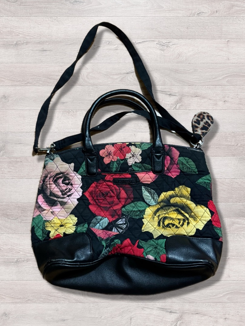 Vera Bradley Retired Pattern Havana Rose Day Off Satchel Crossbody Bag